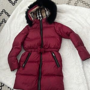 Burberry girls fox fur down puffer coat